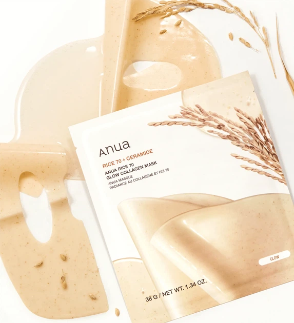 Гідрогелева колагенова маска для сяйва шкіри обличчя Anua Rice 70 Glow Collagen Mask , 38g - Фото 2 Гідрогелева колагенова маска для сяйва шкіри обличчя Anua Rice 70 Glow Collagen Mask , 38g - изображение 2