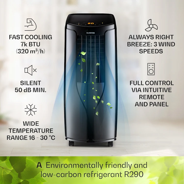 Фреоновый мобильный кондиционер Осушитель воздуха Klarstein New Breeze 7 Черный Б/У - изображение 4