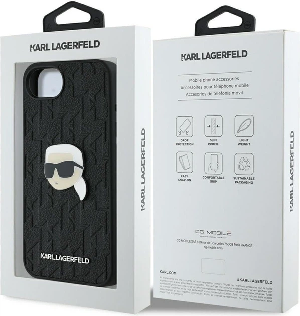 Панель Karl Lagerfeld Monogram Karl Head Pin для Apple iPhone 16e Black (KLHCPSE4PGKLKIPK) - зображення 8