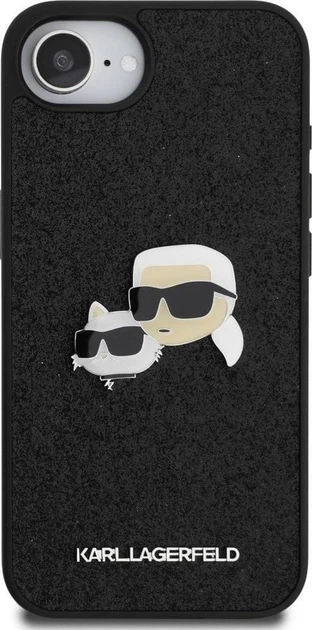 Панель Karl Lagerfeld Fixed Glitter Karl & Choupette Heads Metal Pin для Apple iPhone 16e Black (KLHCPSE4PFGKCPK) - зображення 2