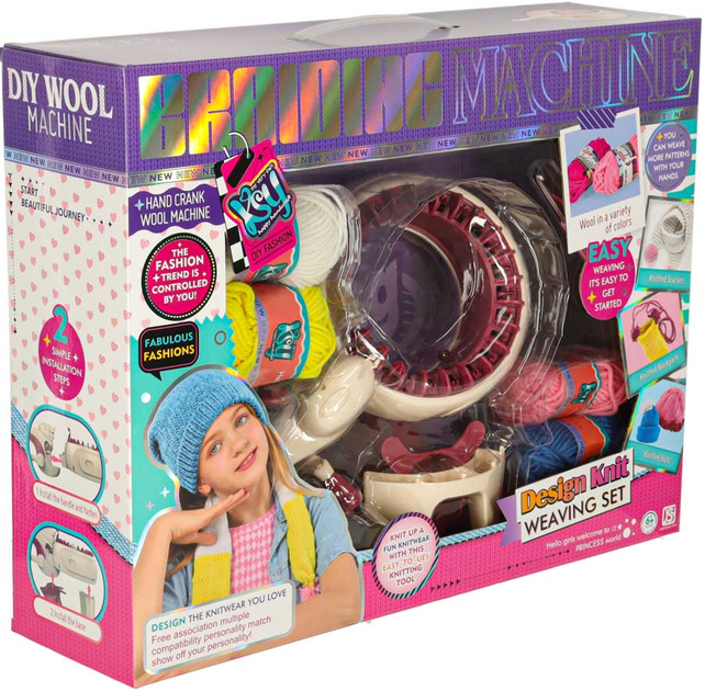Zestaw kreatywny KIK Maszyna do dziergania z akcesoriami i 5 kolorami włóczki (5903039766006) - obraz 1