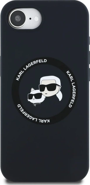Панель Karl Lagerfeld Silicone Karl & Choupette Heads Ring with MagSafe для Apple iPhone 16e Black (KLHMPSE4SKCHTCK) - зображення 2