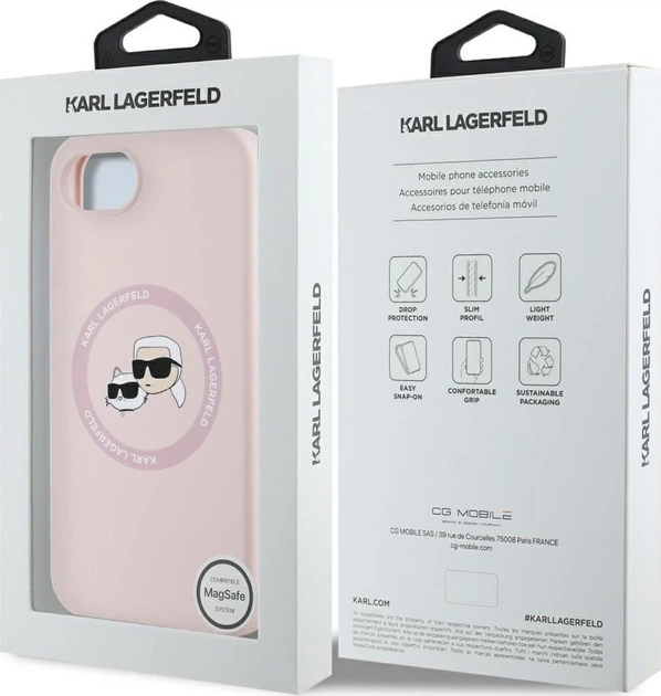 Панель Karl Lagerfeld Silicone Karl & Choupette Heads Ring with MagSafe для Apple iPhone 16e Pink (KLHMPSE4SKCHTCP) - зображення 8