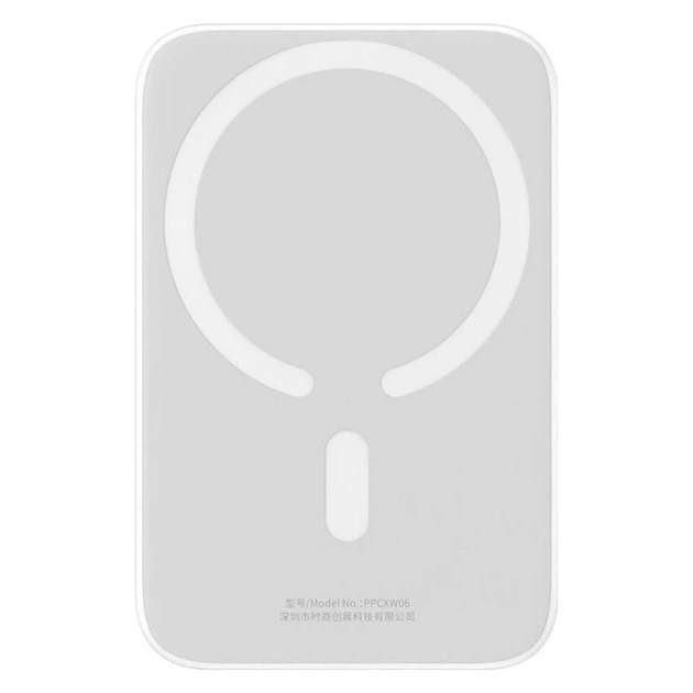 Зовнішній акумулятор Baseus Magnetic Mini Air Wireless Fast Charge Power Bank 6000mAh 20W Stellar White（With Simple Series Charging Cable Type-C to Type-C (20V/3A) 30cm White) (P10059002223-00) - изображение 4