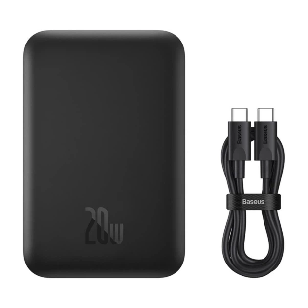 Зовнішній акумулятор Baseus Magnetic Mini Air Wireless Fast Charge Power Bank 6000mAh 20W Cluster Black（With Simple Series Charging Cable Type-C to Type-C (20V/3A) 30cm Black) (P10059002113-00) - изображение 10