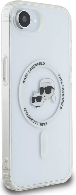 Панель Karl Lagerfeld IML Metal Karl & Choupette Head with MagSafe для Apple iPhone 16e White (KLHMPSE4HLSKCH) - зображення 3