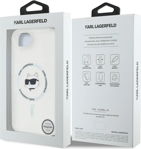 Панель Karl Lagerfeld IML Metal Choupette Head with MagSafe для Apple iPhone 16e White (KLHMPSE4HLSCHH) - зображення 8