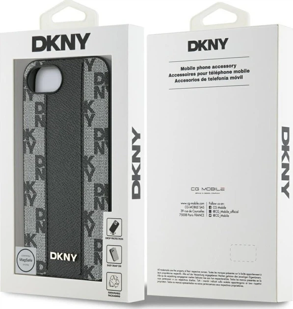 Панель DKNY Leather Checkered Mono Pattern with MagSafe для Apple iPhone 16e Black (GSM192631) - зображення 8