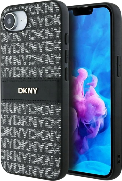Панель DKNY Repeat Texture Pattern with Tonal Stripe для Apple iPhone 16e Black (3666339453978) - зображення 1