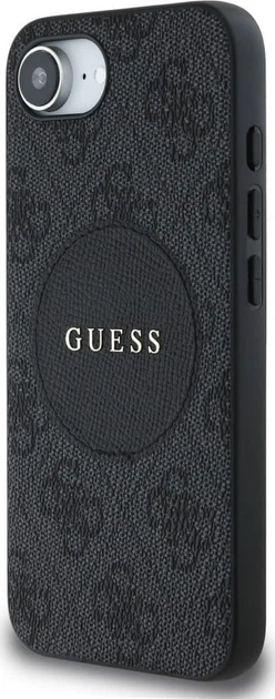 Панель Guess 4G Round Patch Classic Logo with MagSafe для Apple iPhone 16e Black (GUHMPSE4P4PGRSGK) - зображення 4