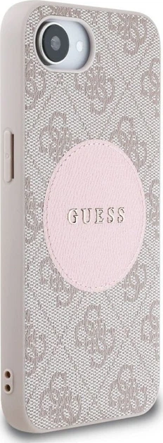 Etui plecki Guess 4G Round Patch Classic Logo with MagSafe do Apple iPhone 16e Pink (GUHMPSE4P4PGRSGP) - obraz 3