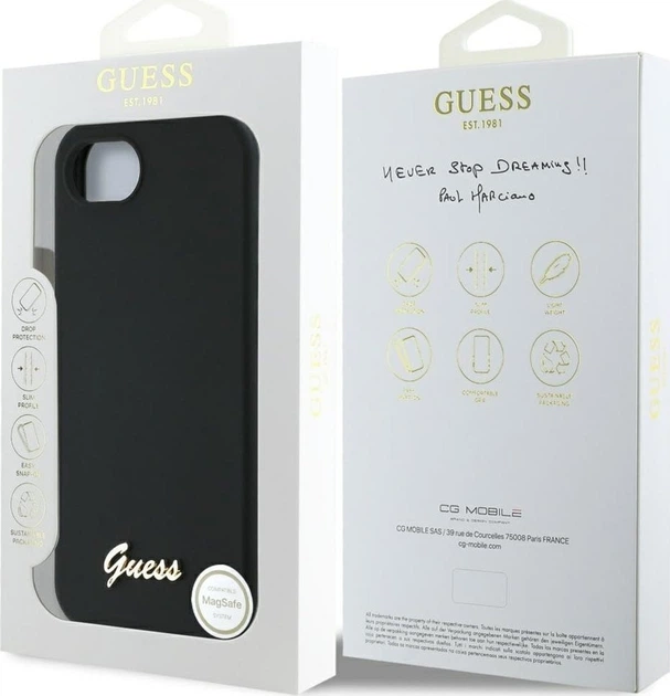 Панель Guess Silicone Script Metal Logo with MagSafe для Apple iPhone 16e Black (GUHMPSE4SMBSLK) - зображення 8