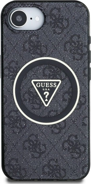 Панель Guess IML Metal Glitter 4G Circle Triangle with MagSafe для Apple iPhone 16e Black (GUHMPSE4HG4PRTGK) - зображення 2