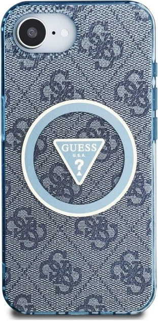 Панель Guess IML Metal Glitter 4G Circle Triangle with MagSafe для Apple iPhone 16e Blue (GUHMPSE4HG4PRTGB) - зображення 2