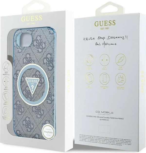 Панель Guess IML Metal Glitter 4G Circle Triangle with MagSafe для Apple iPhone 16e Blue (GUHMPSE4HG4PRTGB) - зображення 8