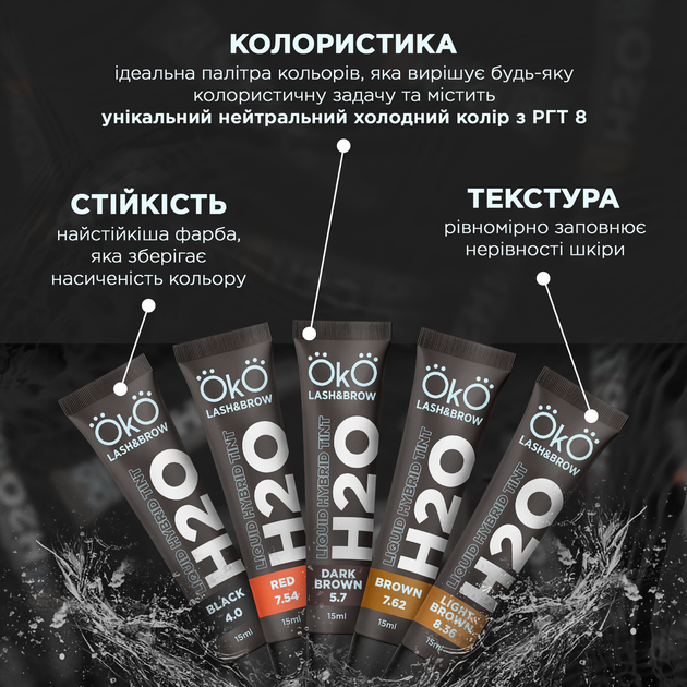 Фарба для брів та вій OKO Liquid Hybrid Tint H20 Black 4.0 15 мл - Фото 2 Фарба для брів та вій OKO Liquid Hybrid Tint H20 Black 4.0 15 мл - изображение 2