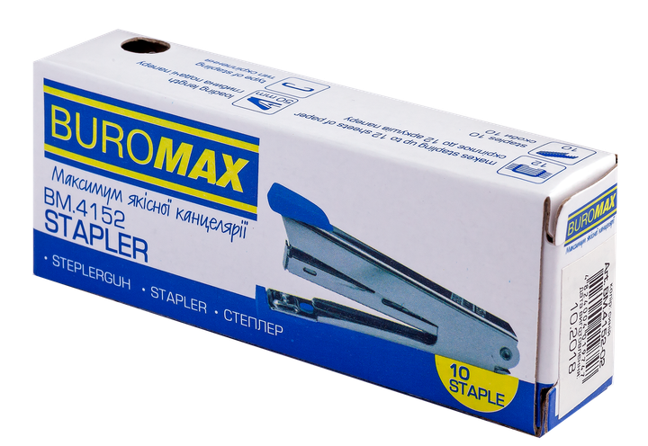Степлер Buromax скоби №10 до 12 аркушів синій (BM.4152-02) - Фото 5 Степлер Buromax скоби №10 до 12 аркушів синій (BM.4152-02) - зображення 5