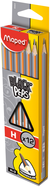 Олівець графітовий Maped Black Peps H без гумки (MP.850025) - Фото 2 Олівець графітовий Maped Black Peps H без гумки (MP.850025) - зображення 2