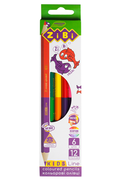 Карандаши цветные ZiBi Kids Line Double 12 цветов (ZB.2462) - Фото 1 Карандаши цветные ZiBi Kids Line Double 12 цветов (ZB.2462) - изображение 1