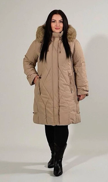 Куртка женская No Brand П1084 зимняя бежевая размер XXXL - изображение 2