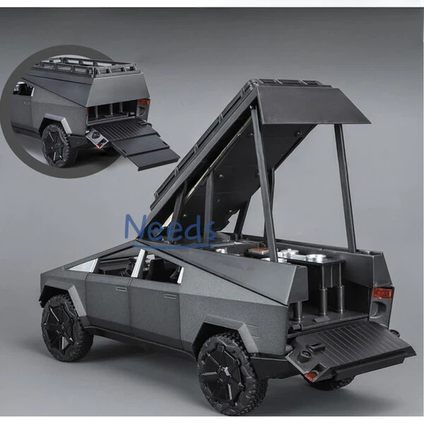 Машинка Tesla Cybertruck Camping металева колекційна моделька іграшка 16 см Чорний (4863321) - Фото 3 Машинка Tesla Cybertruck Camping металева колекційна моделька іграшка 16 см Чорний (4863321) - зображення 3