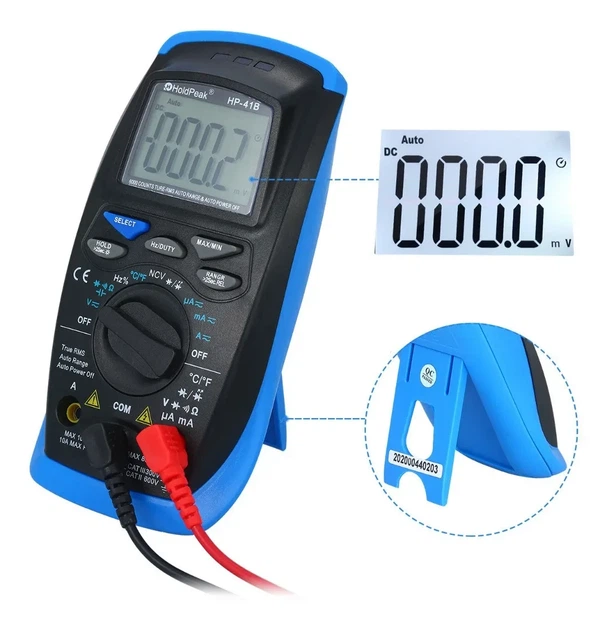 Мультиметр HoldPeak HP-41B цифровий (TrueRMS 6000 відліків 600В 10А AC/DC 60МОм 60mF 10MHz NCV) - зображення 5