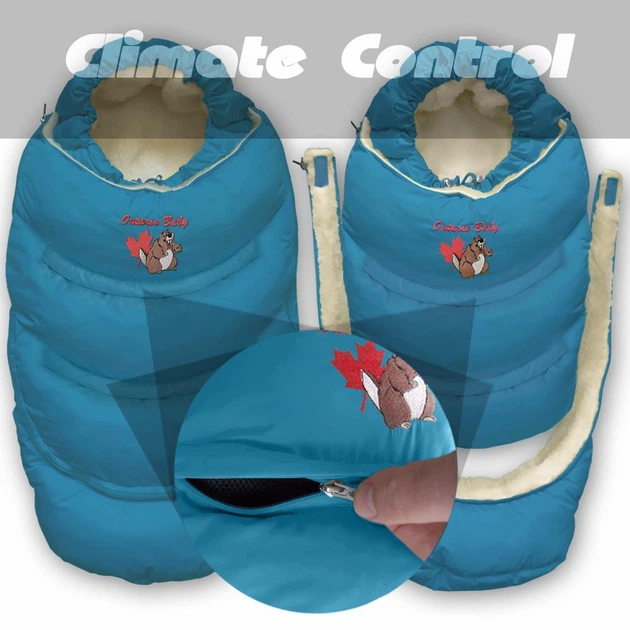 Зимовий пуховий конверт трансформер для новонародженого Alaska Climate Control Smart, на хутрі, Волошковий, Ontario Baby, ART-0000566 - зображення 11