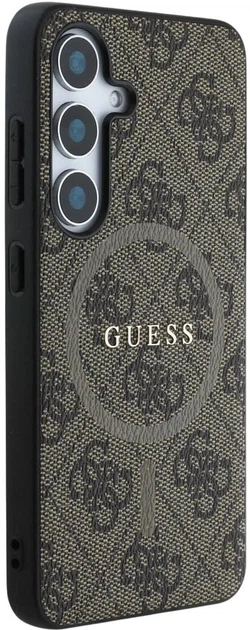 Панель Guess Leather 4G Colored Ring Classic Logo MagSafe для Samsung Galaxy S25 Plus Brown (3666339449513) - зображення 4