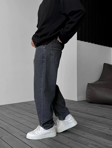 Чоловічі Джинсові Штани Сірі Однотонні Джинси Baggy 34 (373276) - Фото 2 Чоловічі Джинсові Штани Сірі Однотонні Джинси Baggy 34 (373276) - зображення 2