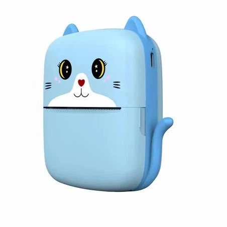 Мини Принтер Портативный Детский A8 Cat Для Телефона С Bluetooth Синий. (373423) - изображение 3