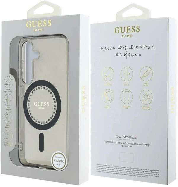 Панель Guess Rhinestones Printed Classic Logo MagSafe для Samsung Galaxy S25 Black (3666339449520) - зображення 8