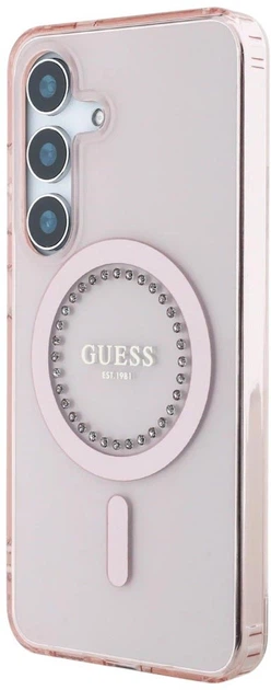 Панель Guess Rhinestones Printed Classic Logo MagSafe для Samsung Galaxy S25 Pink (3666339449544) - зображення 2