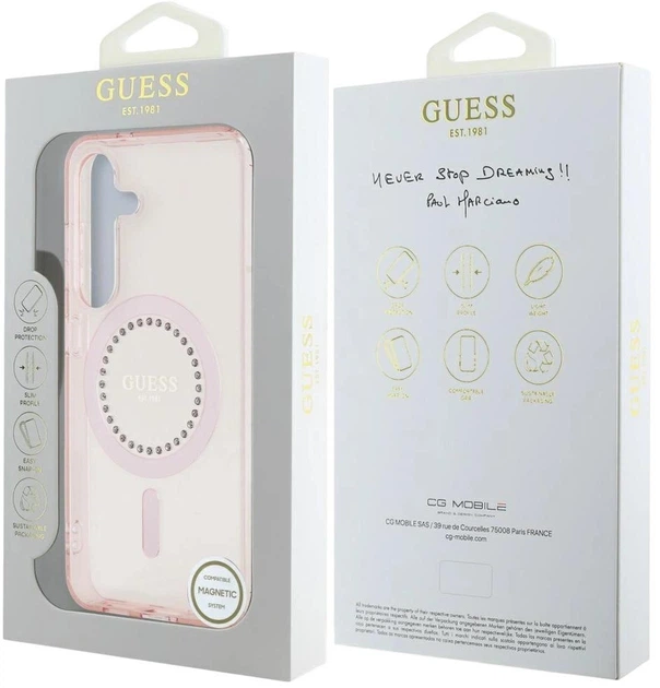 Панель Guess Rhinestones Printed Classic Logo MagSafe для Samsung Galaxy S25 Pink (3666339449544) - зображення 8