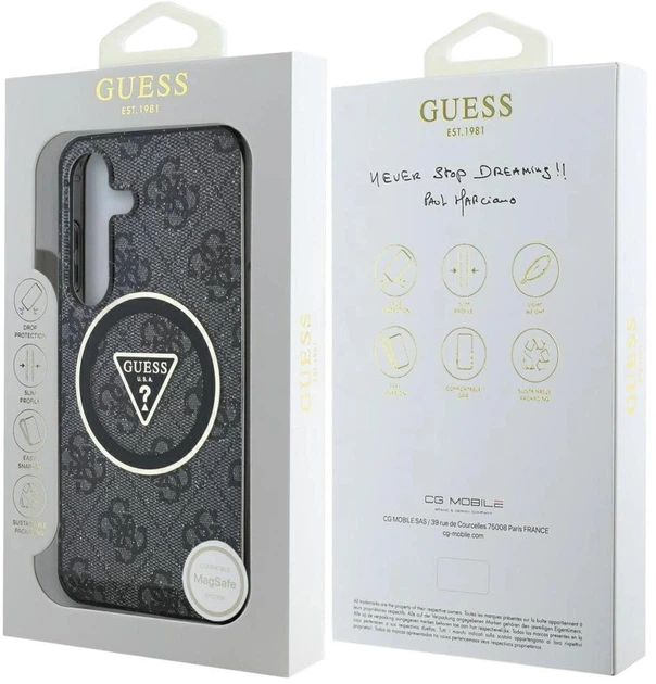 Панель Guess 4G Glitter Triangle Buttons MagSafe для Samsung Galaxy S25 Black (3666339449568) - зображення 8