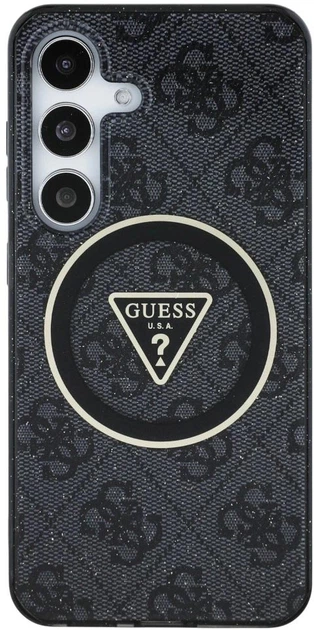 Панель Guess 4G Glitter Triangle Buttons MagSafe для Samsung Galaxy S25 Plus Black (3666339449575) - зображення 3