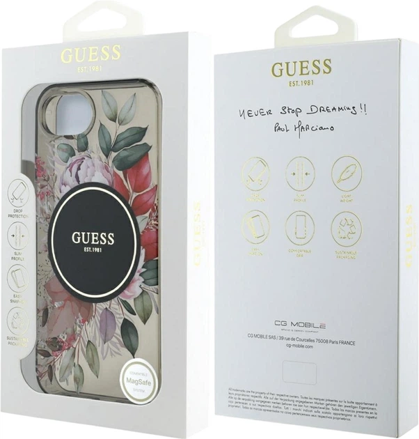 Панель Guess IML Flowers MagSafe для Apple iPhone 16e Black (GUHMPSE4HFWBRCEK) - зображення 7