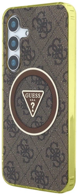 Панель Guess 4G Glitter Triangle Buttons MagSafe для Samsung Galaxy S25 Brown (3666339449599) - зображення 2