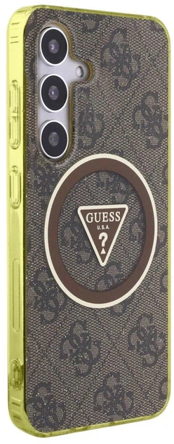 Панель Guess 4G Glitter Triangle Buttons MagSafe для Samsung Galaxy S25 Brown (3666339449599) - зображення 4