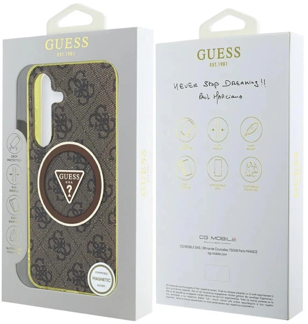 Панель Guess 4G Glitter Triangle Buttons MagSafe для Samsung Galaxy S25 Brown (3666339449599) - зображення 8