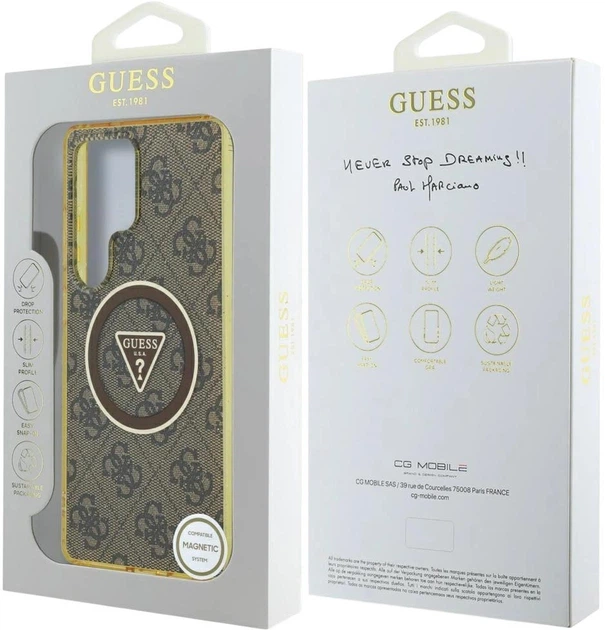 Панель Guess 4G Glitter Triangle Buttons MagSafe для Samsung Galaxy S25 Ultra Brown (3666339449605) - зображення 8
