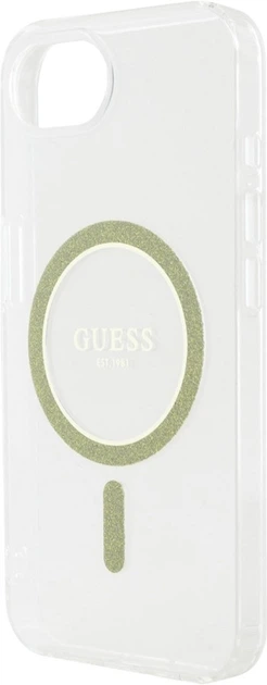 Etui plecki Guess IML Glitter Circle MagSafe do Apple iPhone 16e Transparent (GUHMPSE4HFGERET) - obraz 5