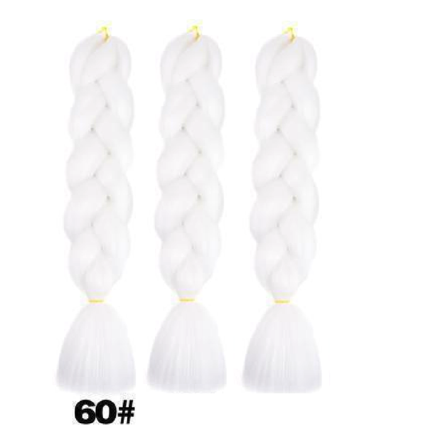 Канекалон Jumbo Braid однотонный белый коса длинна 60 см Вес 100 грам Термостойкий 60# - изображение 2