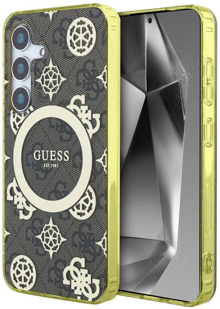 Панель Guess 4G Background Gold Electroplated Peony Pattern MagSafe для Samsung Galaxy S25 Brown (3666339449711) - зображення 1