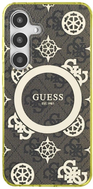 Панель Guess 4G Background Gold Electroplated Peony Pattern MagSafe для Samsung Galaxy S25 Brown (3666339449711) - зображення 3