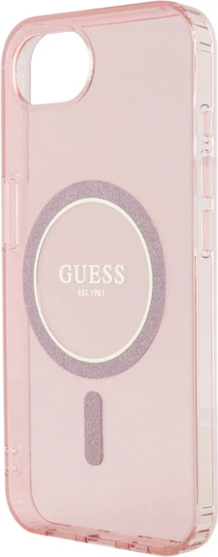 Etui plecki Guess IML Glitter Circle MagSafe do Apple iPhone 16e Pink (GUHMPSE4HFGEREP) - obraz 5
