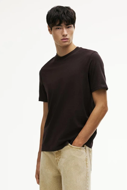 Футболка H&M Regular Fit коричневий 0685816290 XXL - Фото 1 Футболка H&M Regular Fit коричневий 0685816290 XXL - изображение 1