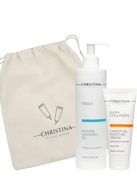 Подарочный набор Christina Очищающий гель Azulene cleansing gel 300 ml + Морковный крем Carrot moisture cream 60 ml - Фото 1 Подарочный набор Christina Очищающий гель Azulene cleansing gel 300 ml + Морковный крем Carrot moisture cream 60 ml - изображение 1