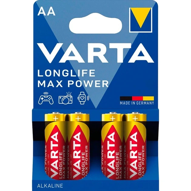 Батарейка VARTA Longlife Max Power AA / LR6 Alkaline 1.5v (блістер) - Фото 1 Батарейка VARTA Longlife Max Power AA / LR6 Alkaline 1.5v (блістер) - зображення 1