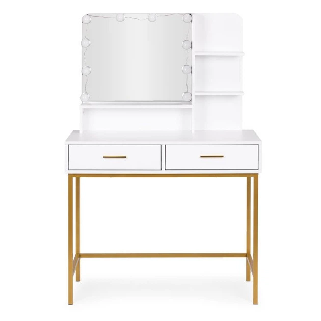 Косметичний туалетний столик ModernHome від Multistore з дзеркалом та LED підсвічуванням White (5905817009114) - зображення 1