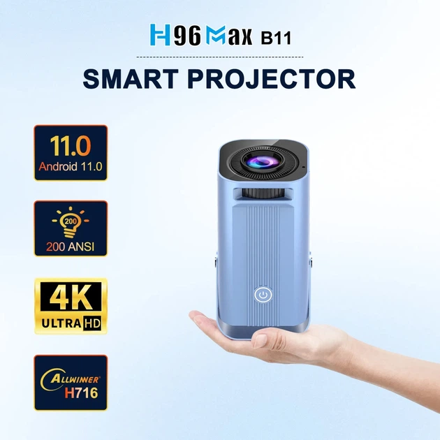 Проєктор H96 MAX B11 LED LCD HD 200AL 16:9 H716 2G/16G Android 11.0 HDMI WiFi BT сірий - изображение 4